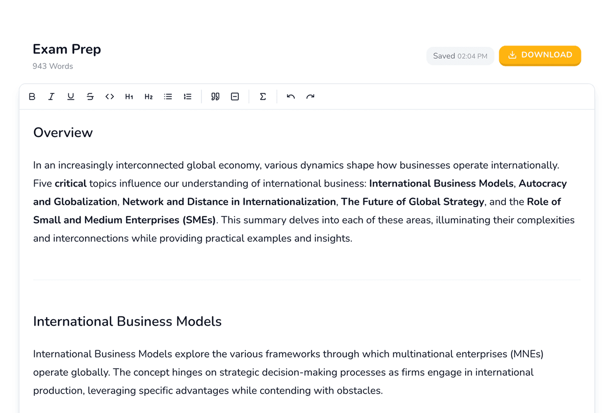 Download Lecture Notes Summary - Save and share AI-generated summaries of your lecture notes