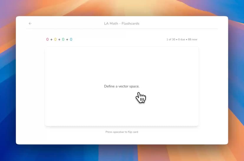 Student using AI-powered flashcards with progress analytics displayed
