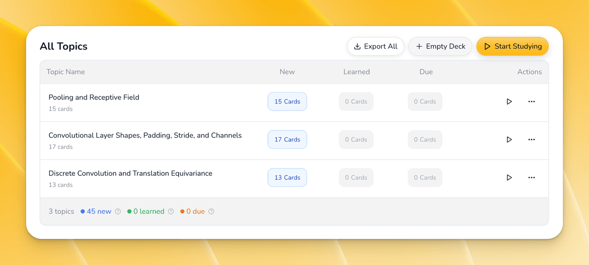 Math Flashcards showing formulas and equations