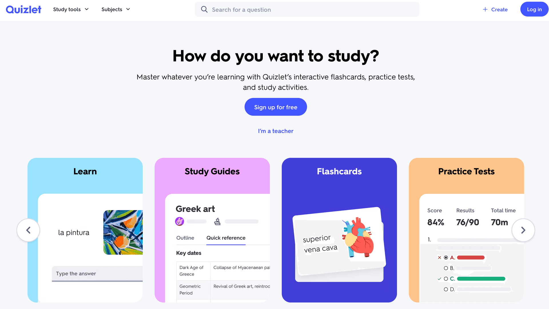 Quizlet flashcard platform