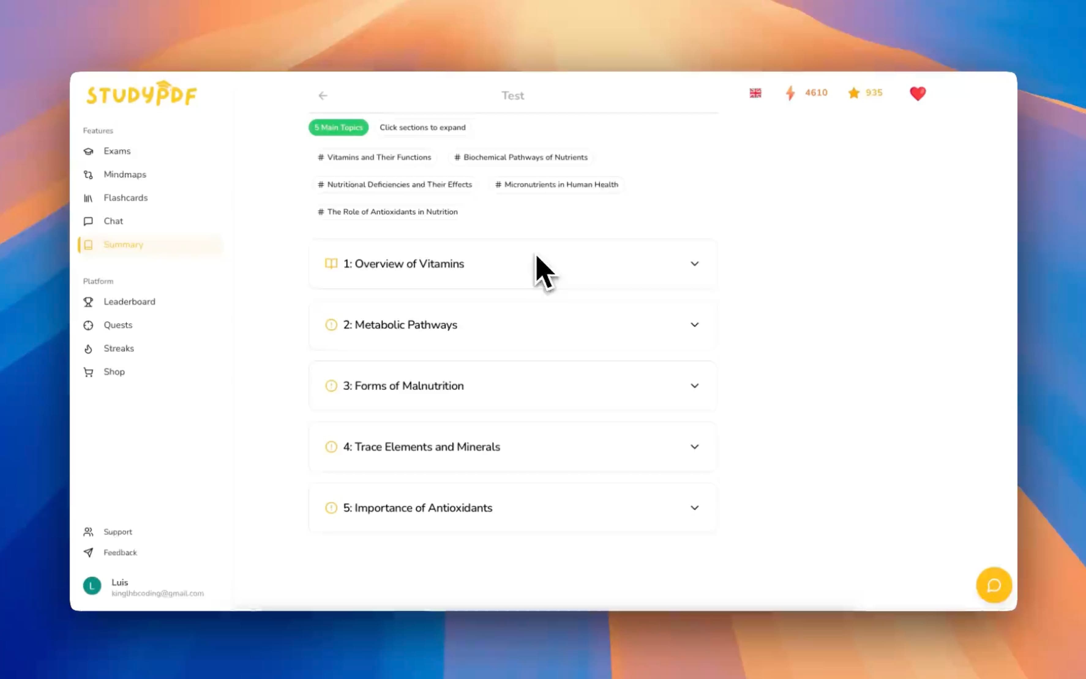 Student using AI to generate comprehensive notes from documents
