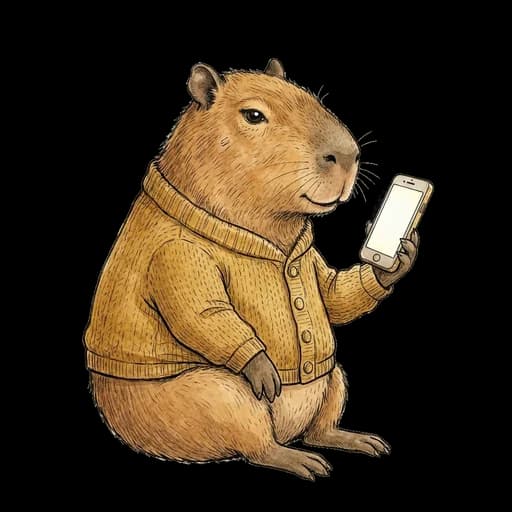 Bo the capybara checking TikTok on his phone